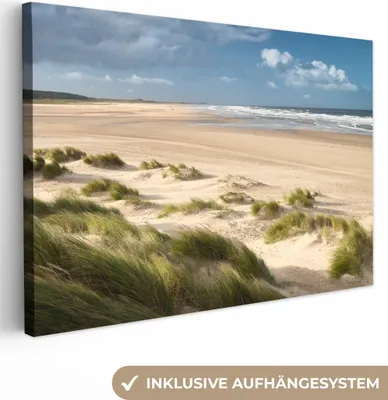 Obrázek produktu pro OneMillionCanvasses® - Obraz na plátně - Písek - Duna - Moře, nástěnná malba, nástěnné dekorace obrazy obývací pokoj, 60x40cm