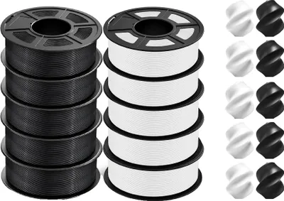Immagine prodotto di filamento per stampante 3D, 10 rotoli, materiale PLA ecologico, alta qualità, PLA P 5BK 5WT