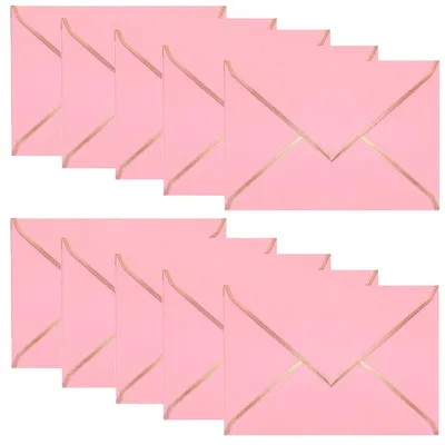 50 A7-Einladungsumschläge mit Goldrand, 5 x 7 Zoll, Rosa