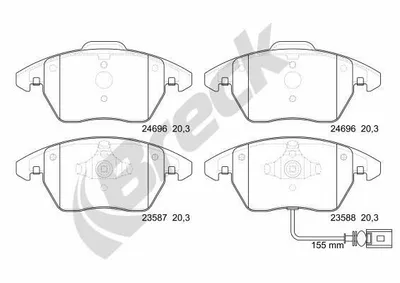 Produktbild von BRECK 24696 00 701 10 Bremsbeläge Satz Vorne Bremsklötze für VW GOLF VI (5K1) Golf V Schrägheck (1K1) Polo Schrägheck (6R1, 6C1) TOURAN (1T1, 1T2)