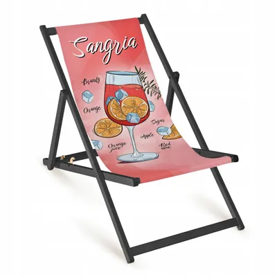 Obrázek produktu pro Dřevěné lehátko „Sangria“ s černým rámem – zahradní lehátko, venkovní a balkonové