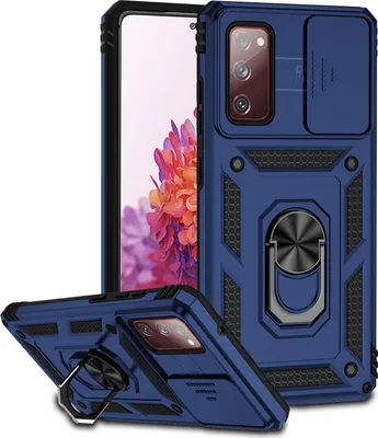 Produktbild von Galaxy S20 FE / S20 FE 5G Hülle mit Schiebe Kamera Schutz und Ringhalter Ständer Robust Rüstung Schutzhülle für Samsung Galaxy S20 FE / S20 FE 5G Blau