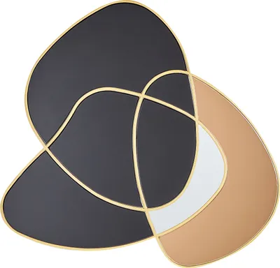 Produktbild von BELIANI Wandspiegel Schwarz u. Gold aus Glas Asymmetrisch 99 x 89 cm Gefärbtes Glas mit Rahmen Abstrakter Stil Wanddekoration Wohnaccessoires