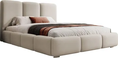 Produktbild von Selsey Bauro - Polsterbett 140x200 mit Stauraum und Samtbezug, greige