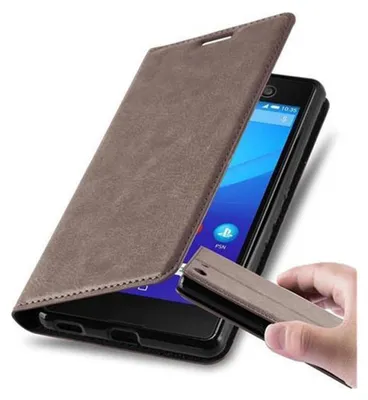 Obrázek produktu pro Cadorabo Case for Sony Xperia M5 Protective Case in Brown Pouzdro na mobilní telefon s magnetickým zavíráním