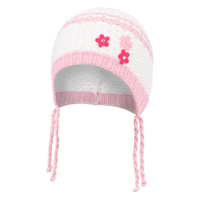 Produktbild von Mädchen Baby Mütze Übergangsmütze Strickmütze Kindermütze, Weiß-Rosa