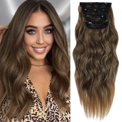 Obrázok produktu pre Predlžovanie vlasov, klipsňa, vlnité, blond, 20 palcov, syntetické, 4 kusy