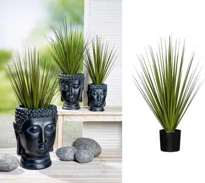 Produktbild von Gilde Getopfte Pflanze, Gras / Gräser, "wild", Kunststoff, grün, VE 2, H. 68 cm, D. 40 cm 57169 4063387571699