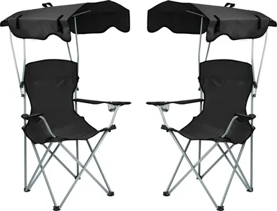 Produktbild von 2x Campingstuhl mit zelt,Faltstuhl Campingstuhl Anglerstuhl Strandstuhl Armlehnen Campingstuhl Schwarz