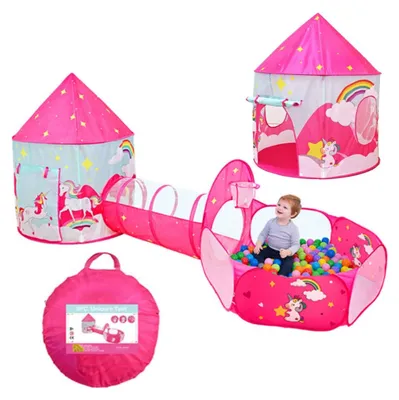 Productafbeelding van 3-in-1 Speeltent met Tunnel voor Kinderen