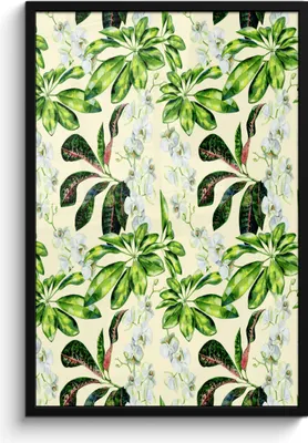 Produktbild von MuchoWow® MuchoWow® Gerahmtes Poster Vintage - Blätter - Grün 60x90 cm - Poster mit zchwarzem Bilderrahmen - Kunst