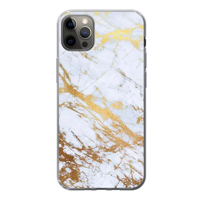 Produktbild von MuchoWow® Handyhülle Schutzhülle Hülle für iPhone 12 Pro Max Marmor - Gold - Weiß - Luxe - Marmoroptik - Glitzer Silikon Softcase Handy Hülle - Hartschale