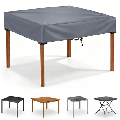 Image de Housse de protection pour table de jardin, imperméable, gris, 90 x 90 x 15 cm