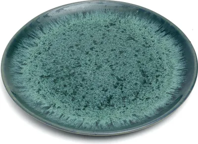 Image de Assiette plate en céramique bleu 22x22x2cm