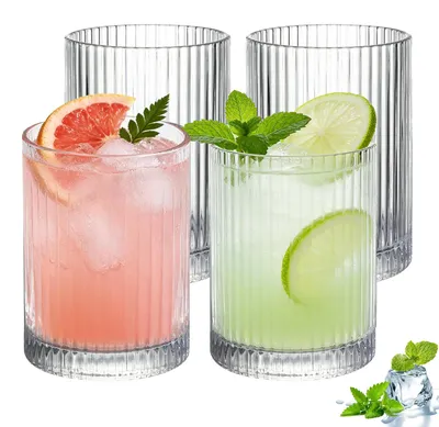 Longdrinkgläser 250 ml, 4er-Set, geriffelt, spülmaschinengeeignet