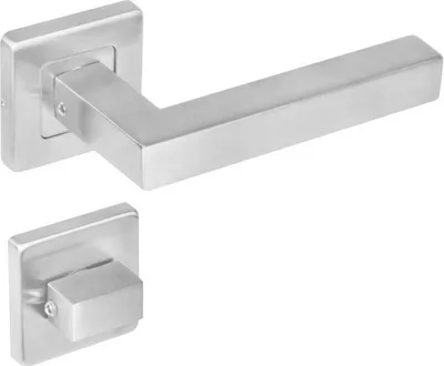 Produktbild von Türklinke Vierkant mit eckiger Rosette/Riegel V2A