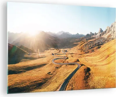Produktbild von Bilder auf glas - Einteilig - Sonne Berge Weg - 70x50cm - Glasbilder - Wandbilder - Bilder - zum Aufhängen bereit - Wanddekoration aus Glas - Glas Bilder - Wandbild auf Glas - GAA70x50-4836