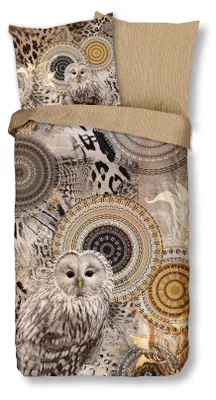 Produktbild von Traumschloss Vidar Feinbiber Bettwäsche Garnitur 155 x 220 cm beige Mandalas mit Eule