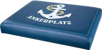 Produktbild von Sitzpolster "Ankerplatz" blau/weiß, Aufsatz für Getränke-/Bierkiste