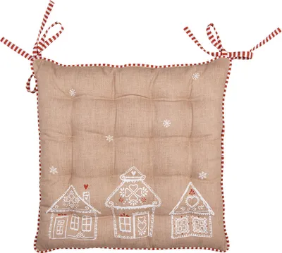 Produktbild von Clayre & Eef Stuhlkissen Schaumstoff 40x40x4 cm Braun Baumwolle Lebkuchenhaus