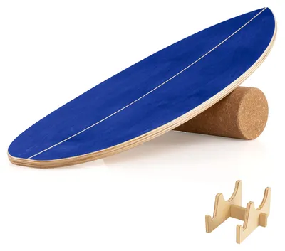 Obrázok produktu pre COSTWAY Surfin Balance Board z brezového dreva, balančná doska s korkovou valčekom a držiakom,  trenažér rovnováhy, surfová doska, balančná doska