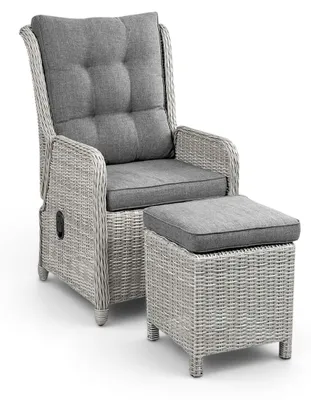 Produktbild von Loungesessel mit Hocker 40 x 40 cm | Dublin | Polyrattan | Mystic Grey