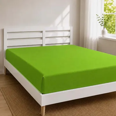 Produktbild von Jersey Spannbettlaken 2er Set 100 % Baumwolle 135 g/m² bis 30 cm Steghöhe,130 x 200 cm,Apfelgrün