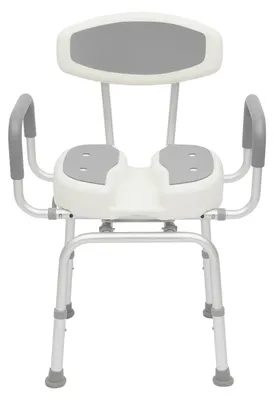 Produktbild von Duschstuhl - Badesitz 360° drehbar - Höhenverstellbar - Mit Armlehnen - Gepolsterter Sitz - Bis 136 kg - Metallrahmen - Für Senioren & Behinderte