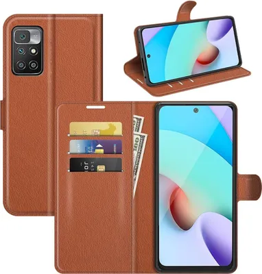 Produktbild von König Design Hülle kompatibel mit Xiaomi Redmi 10 Kunstleder Handyhülle - Handy Case Braun