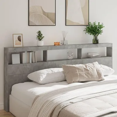 Produktbild von LED-Kopfteil mit Ablage Betongrau 220x17x102 cm