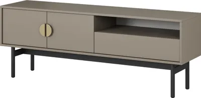 Produktbild von Selsey Stoon - TV-Element mit Schublade, Steingrau mit schwarzem Metallgestell, 154 cm