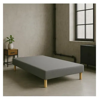 Image de SOMMIER TAPISSIER GRIS 130x190 cm FABRICATION FRANÇAISE ARTISANALE PIEDS OFFER
