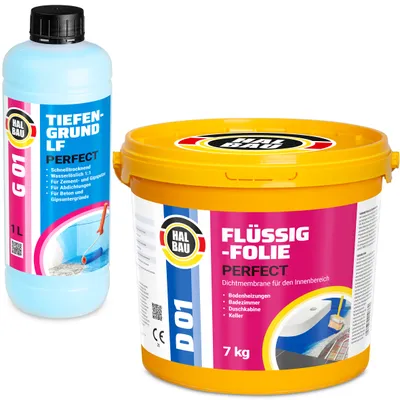 Produktbild von Dichtset Flüssigfolie 7Kg Dichtfolie Tiefengrund Abdichtung Dusche Bad Innen H09