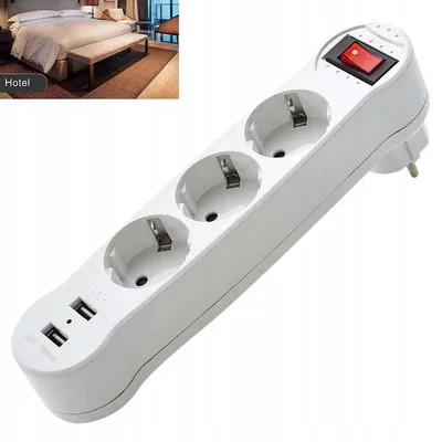 Produktbild von Stromverteiler 3 Steckdosen 2 USB Anschlüsse Weiß