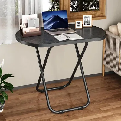 Produktbild von Klapptisch Esstisch - Tragbarer Sofa-Serviertisch - Holzrahmen - Snacktisch für Bett und Wohnzimmer - Schwarz