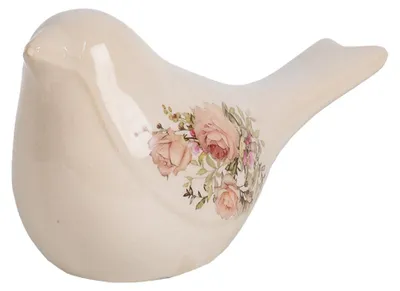 Image de Clayre & Eef Figurine décorative Oiseau 22x9x12 cm Beige Céramique