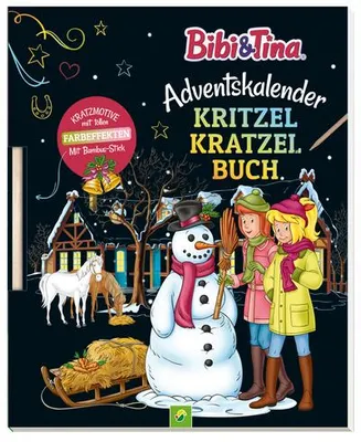 Produktbild von Bibi & Tina Adventskalender Kritzel-Kratzel Buch: Kratzmotive mit tollen Farbeffekten für Kinder ab 5 Jahren. Mit Bambus-Stick