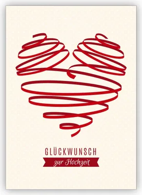 Produktbild von Romantische Glückwunschkarte für das Brautpaar mit großem rotem Herz: Glückwunsch zur Hochzeit