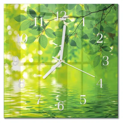 Produktbild von Tulup Glasuhr Wanduhr Küchenuhr Echt-Glas 30x30 cm Modern Dekorativ Geräuschlos Weiße Zeiger - Blätter