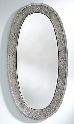 Produktbild von Casa Padrino Luxus Spiegel Silber 89 x 5 x H. 170 cm - Eleganter Ovaler Wandspiegel - Garderoben Spiegel - Wohnzimmer Spiegel - Luxus Deko Accessoires