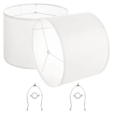 Lampenkap Trommel 40x40x30 cm, 2 Stück, Leinen+PVC, cremeweiß