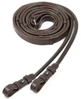 Produktbild von Schockemöhle Sports Trensenzügel mit Zaumhaken rundgenäht Dark Brown / Silver WB