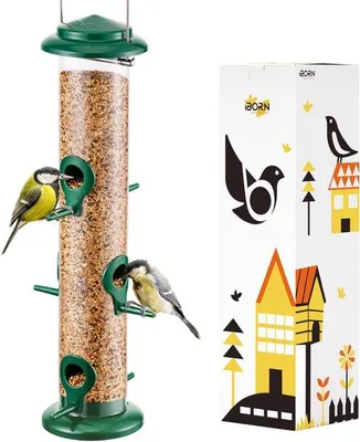 Obrázek produktu pro Krmítko pro volně žijící ptáky, se 6 otvory, výška 38 cm, zelené, jedinečný kus