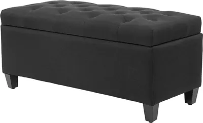 Obrázok produktu pre Lavica čalúnená lavica s úložným priestorom truhlica lavica chodba spálňa obývačka ľanový polyester kaučuk drevo čierna 100 x 40 x 44 cm