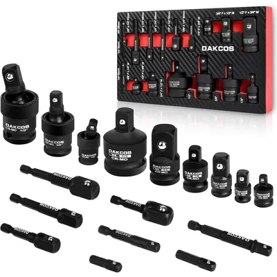 Productafbeelding van Kraft-adapterset voor slagmoersleutel, sets van 17 stuks. CR-MO-aansluitstukadapters: 1/4", 3/8", 1/2"