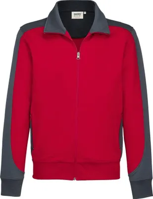 Produktbild von HAKRO Sweatjacke Contrast Performance #477 Gr. XL rot/anthrazit