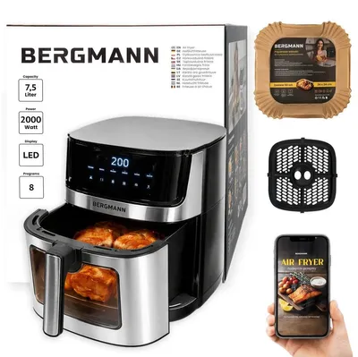 Produktbild von Heißluftfritteuse 7,5 L 2000 W Dual Heating 8 Programme | Bergmann