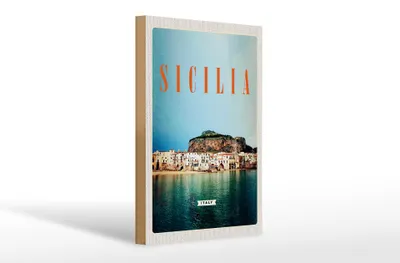 Produktbild von Holzschild Reise 20x30cm Sizilien Strand Europa Urlaubsort