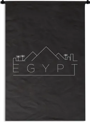 Produktbild von MuchoWow® Wandteppich Wandbehang Skyline "Ägypten" weiß auf schwarz 90x135 cm Tapisserie Dekoration Wandtuch - Baumwolle - Wandskulptur