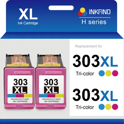 Produktbild von INKFIND 303XL Druckerpatronen Kompatibel für HP303 HP303XL HP 303 HP 303XL T6N03AE Tintenpatrone - Hohe Kapazität 2er-Pack Farbe